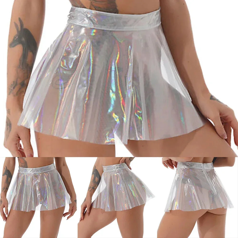 Skirts Women Mini Skirt 1 Piece Pleated Mini Skirts See Through Skirts Clubwear Transparent PVC 100% Brand New