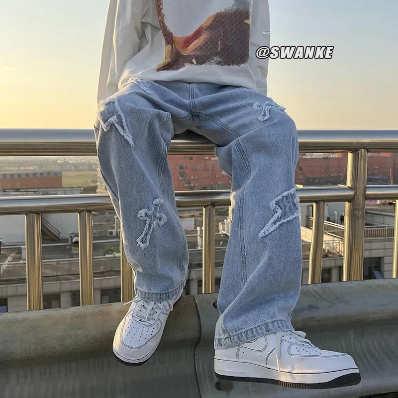 High Street Loose Casual Pants Men's Jeans Denim For women Men Same Paragraph Y2k baggy pants baggy jeans cargo pants men