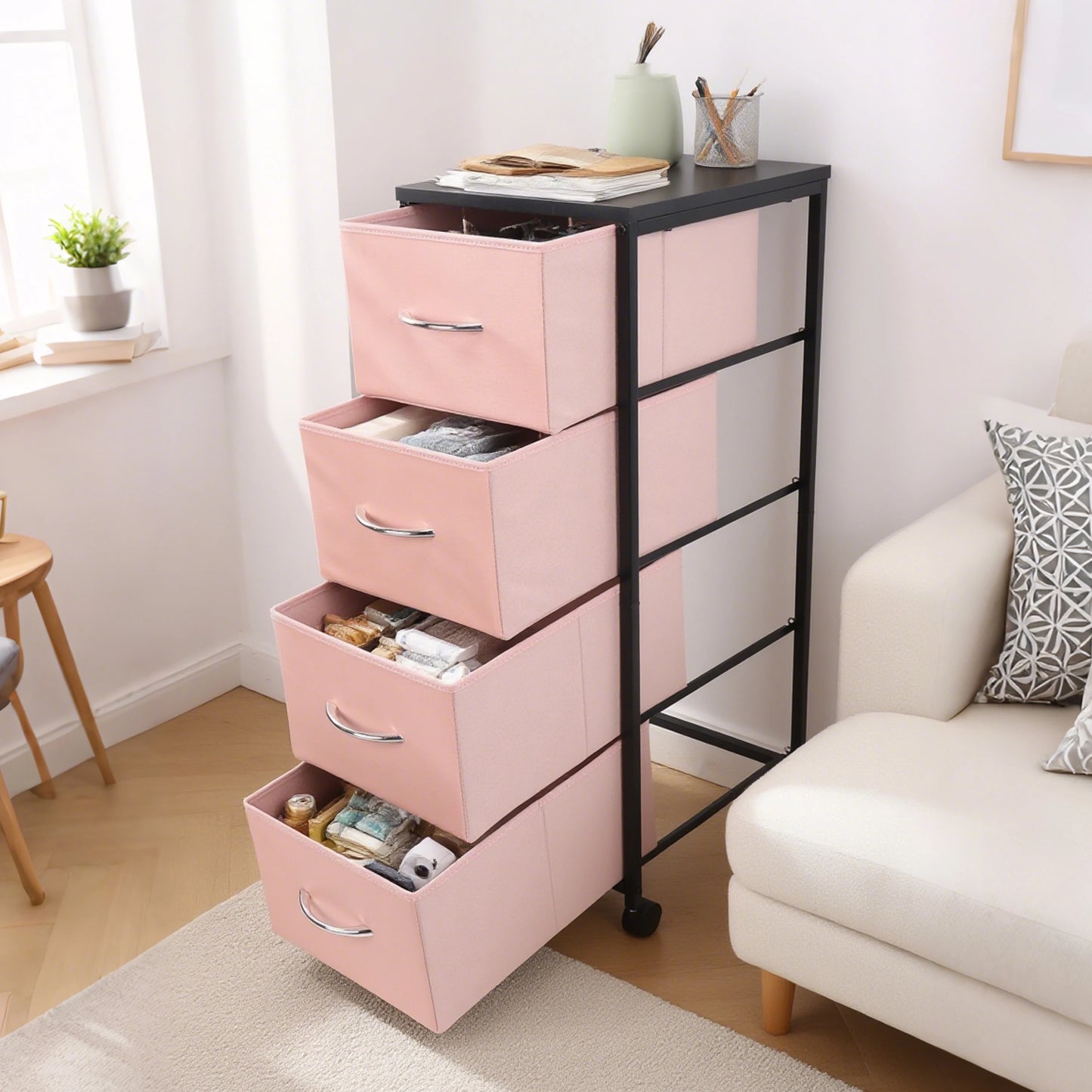 Fabric Drawer Storage Cabinet Home Furniture for Kitchen, Bedroom, Office, Study