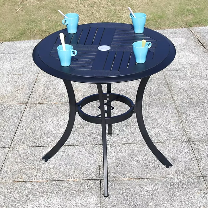 Outdoor Dining Table Modern Garden Table 80cm Wood-plastic Table Fashion Furniture Black Round Coffee Table