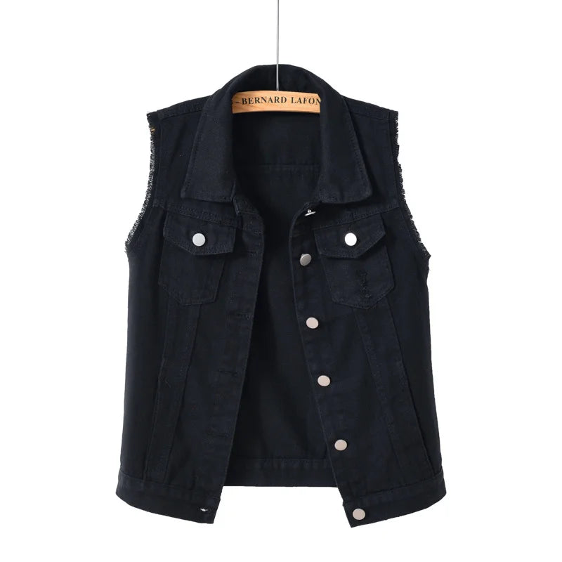 Denim Vest for Women Jacket Spring Streetwear Women Clothing Autumn Coats Fashion Clothes Casual Vintage Elegant Sleeveless