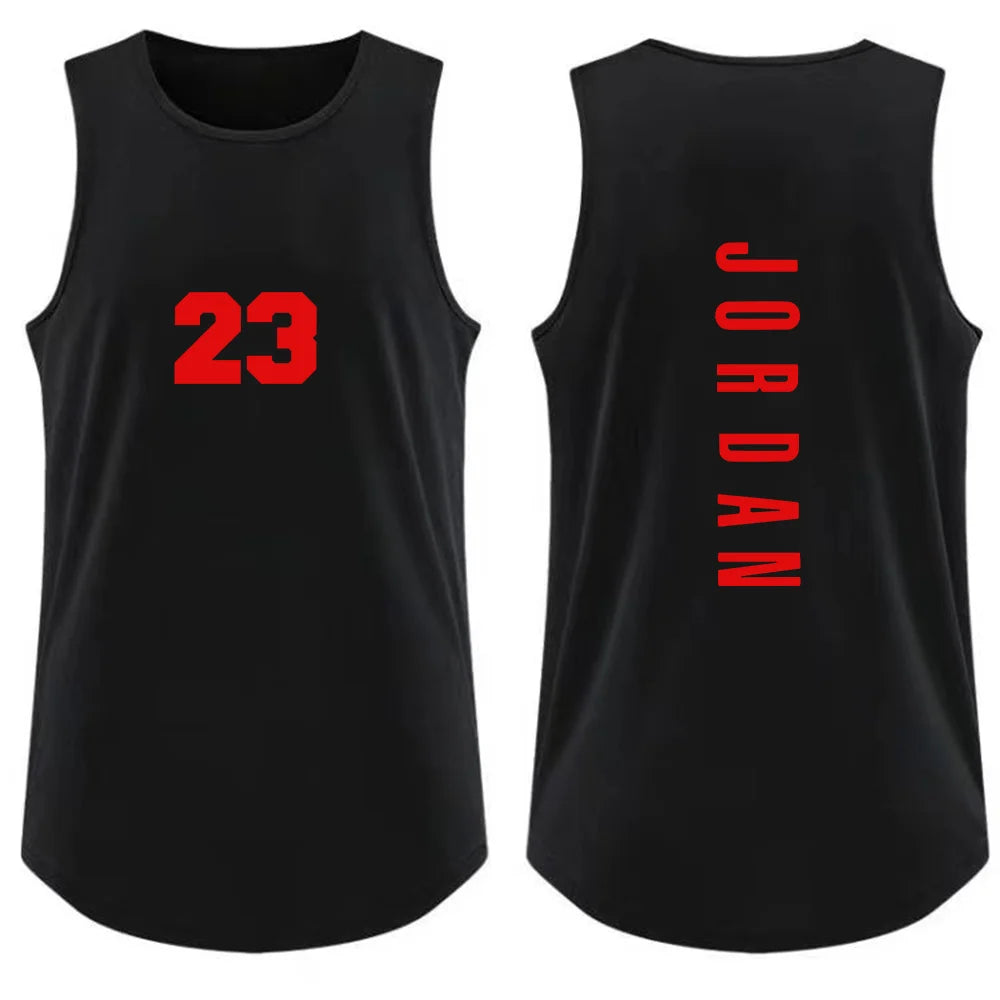 Men's Tank Top Fashion Gym T-shirt Man Casual Breathable Sleeveless Shirt Outdoor Basketball Sports Vest Summer Street Loose Tee