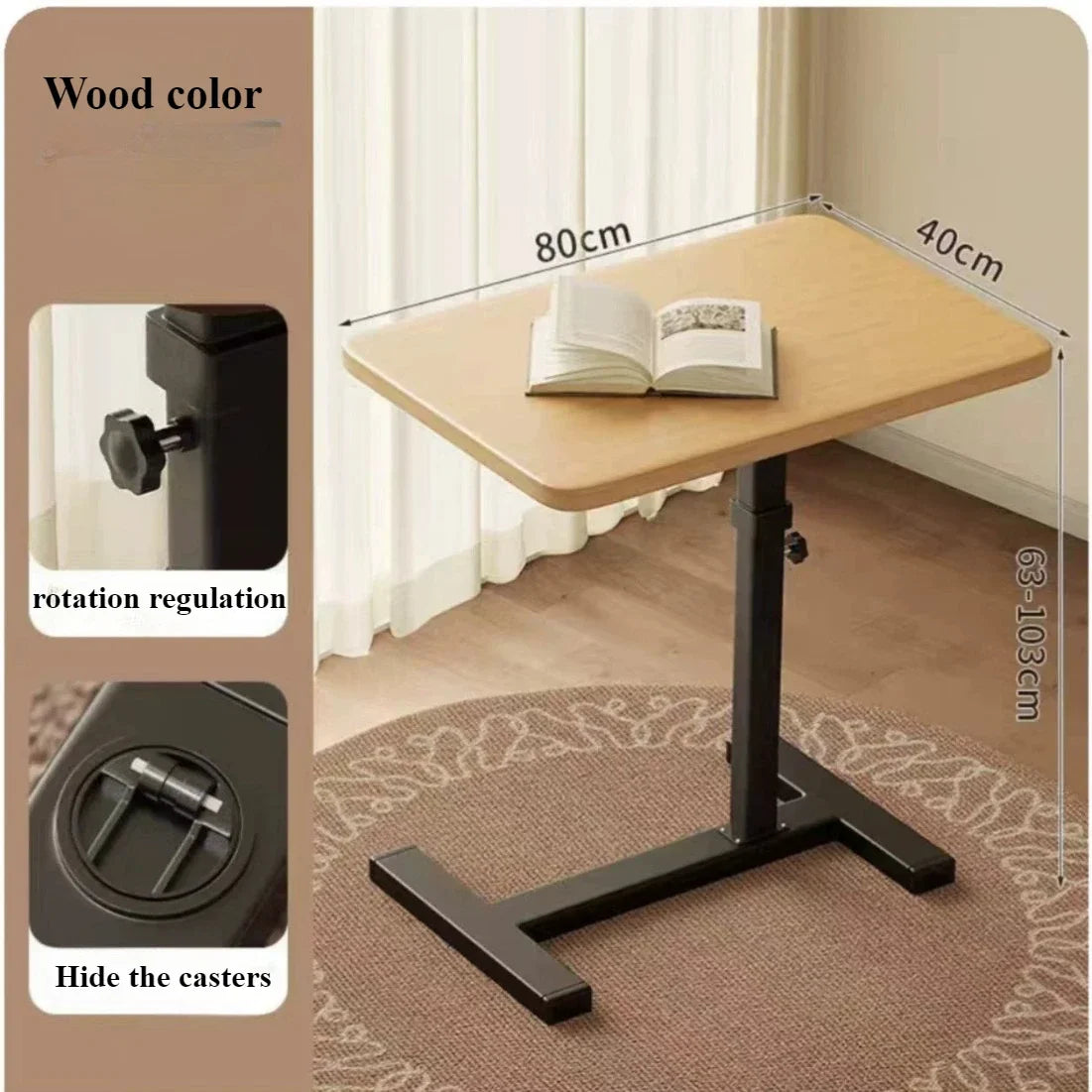Mobile Bedside Table Household Office Desk Bedroom Folding Tables Student Dormitory Elevating Computer Desk Movable Workbench