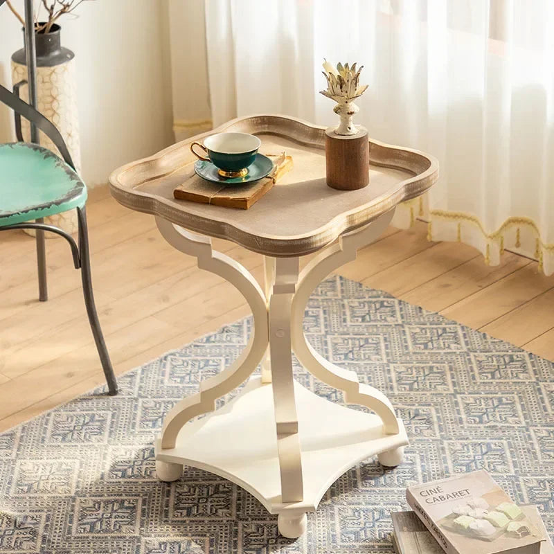 Farmhouse end Table, Cocktail Table Set, Modern Circle Hand-Crafted Natural Wood Finsh Small Side and End Table Sets,Natural