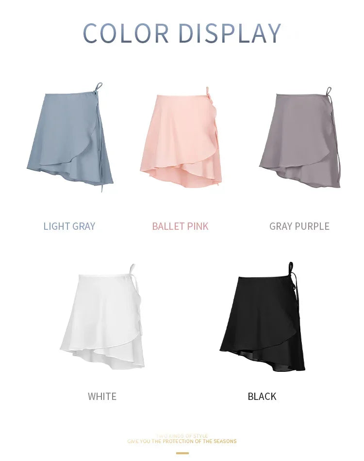 Girls Ballet Skirts Women Dance Short Skirts High Elastic Skirt Ballerina Adult Skate Dancing Yoga Lace Up Chiffon Skirt