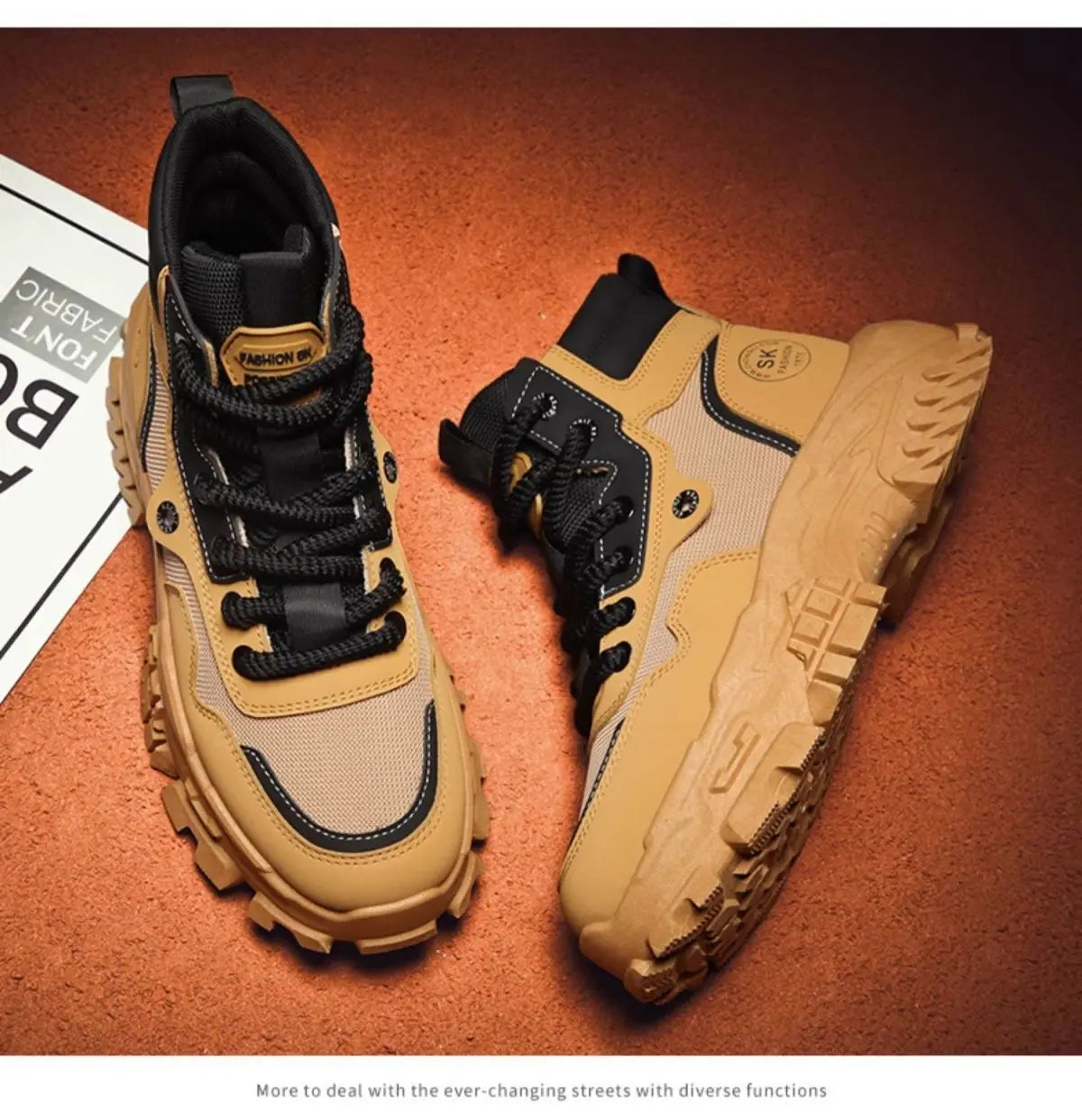 Mens Boots Leather Shoes Platform Boots for Men Outdoor Sneakers Motorcycle Ankle Boots Male Work Boot Casual Hiking Shoes
