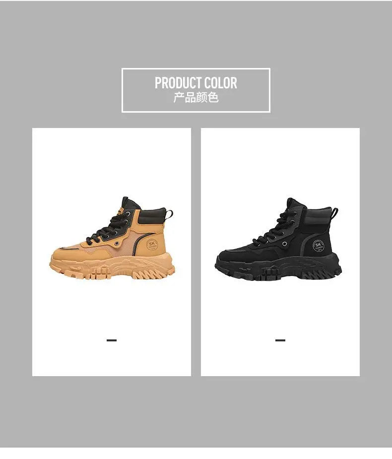 Mens Boots Leather Shoes Platform Boots for Men Outdoor Sneakers Motorcycle Ankle Boots Male Work Boot Casual Hiking Shoes