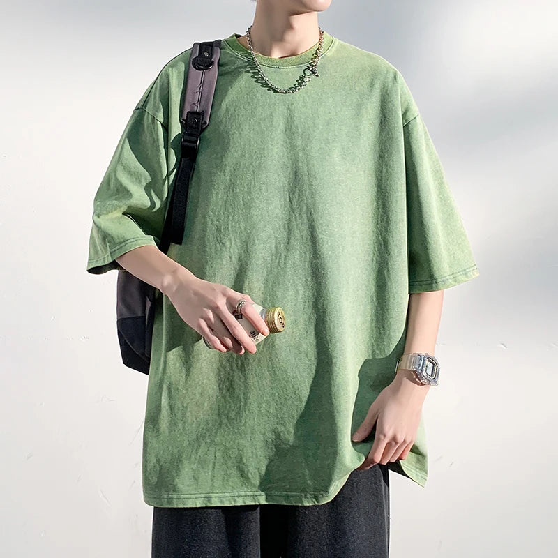 LEGIBLE Summer Men T Shirt Short Sleeve Casual Cotton Oversized T-shirt Men Tops Tees