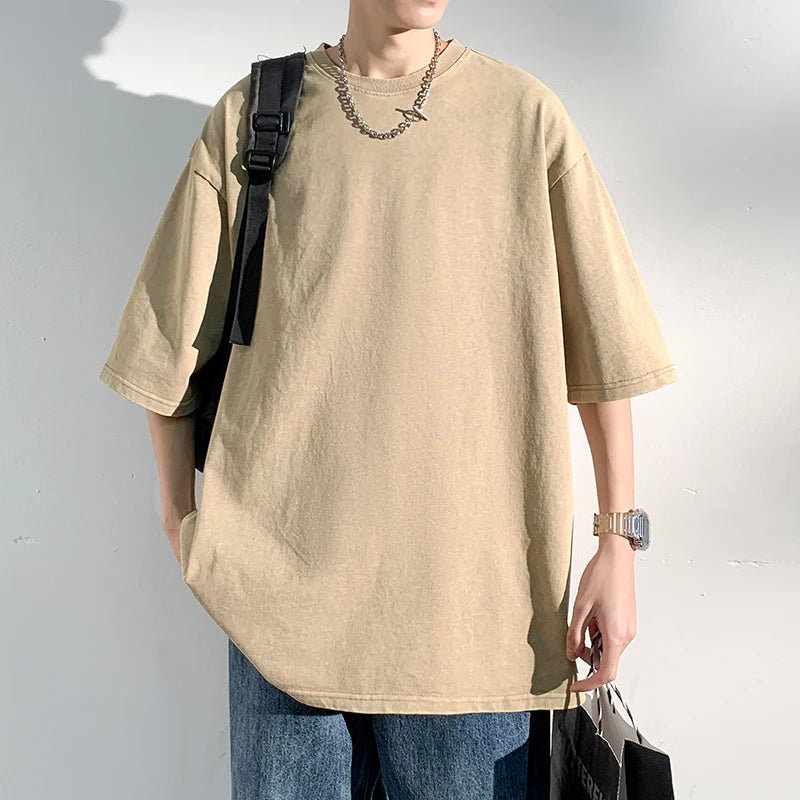 LEGIBLE Summer Men T Shirt Short Sleeve Casual Cotton Oversized T-shirt Men Tops Tees