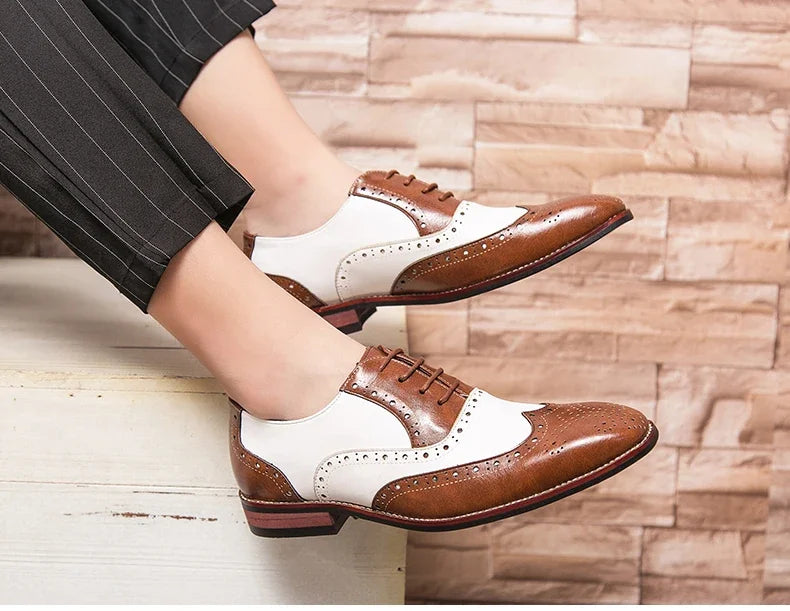 Men Business Dress shoe Colorful Lace up Fashion Man Casual Leather Oxfords shoes Flat Leisure Wedding Party shoe Men Big Size