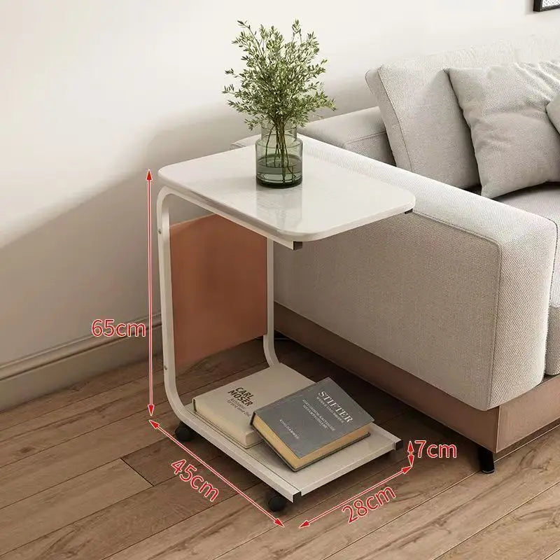 Household Small Coffee Table Bedroom Simple Storage Rack Portable Bedside Trolley Living Room Moveable C-shaped Sofa Side Table