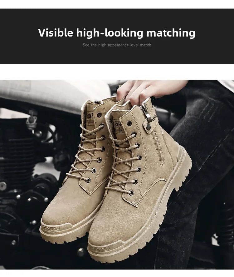 Men's Winter Boots Offer Safety Work Shoes Mens Shooes Men Motorcycle Boot Ankle Snow High Military Man Tactical Army Working