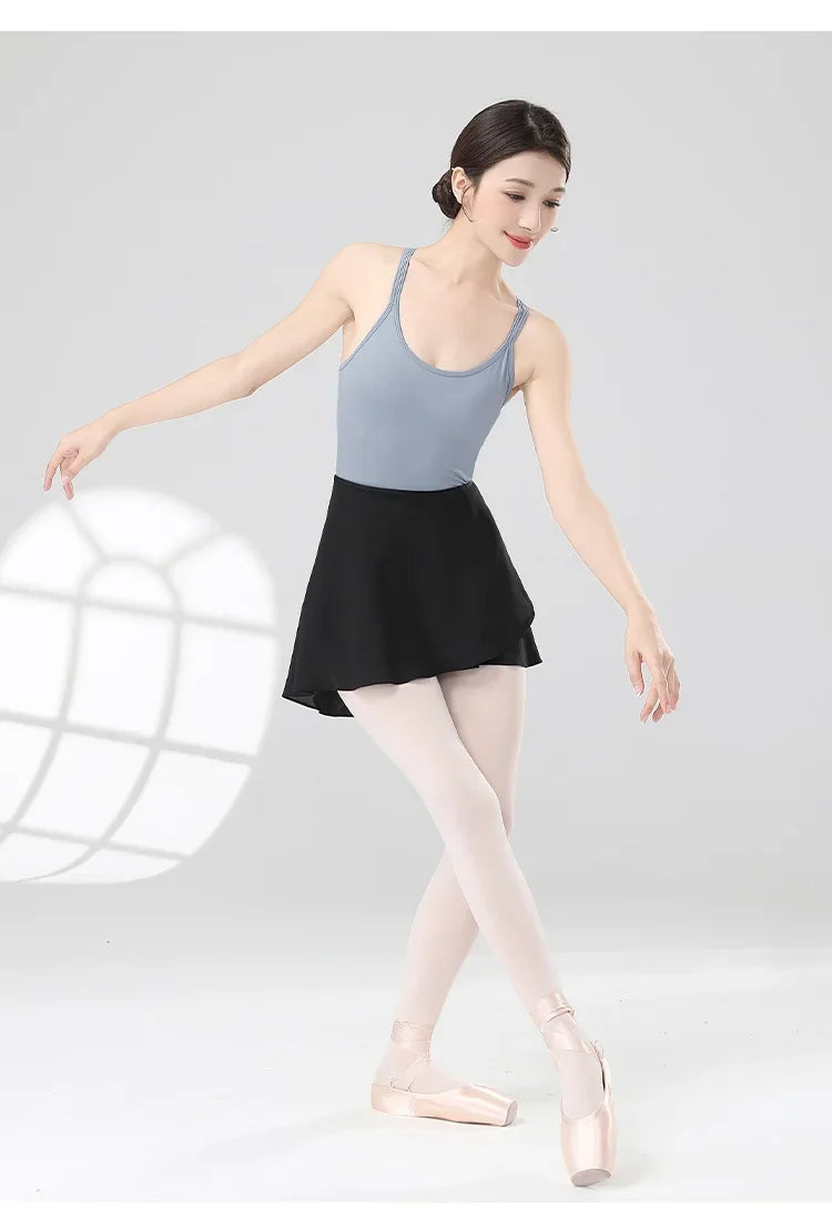 Girls Ballet Skirts Women Dance Short Skirts High Elastic Skirt Ballerina Adult Skate Dancing Yoga Lace Up Chiffon Skirt