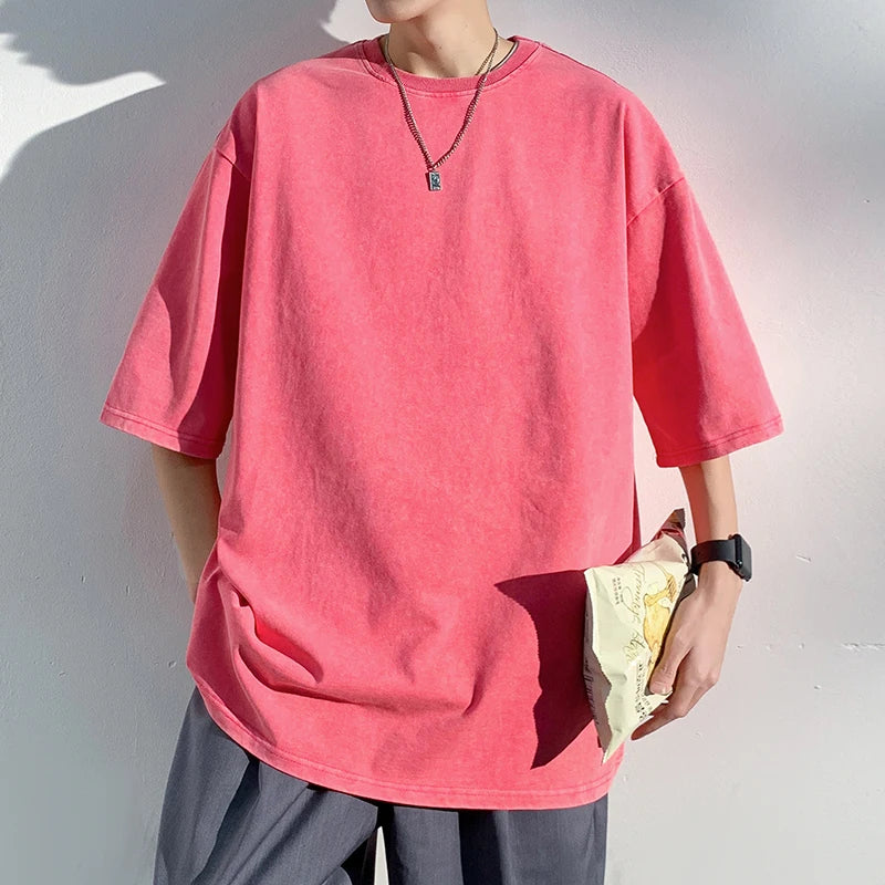 LEGIBLE Summer Men T Shirt Short Sleeve Casual Cotton Oversized T-shirt Men Tops Tees