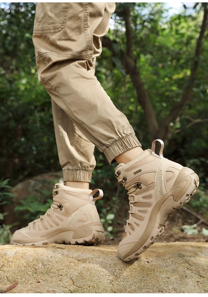 Men Boots 2024 New Platform Boots Outdoor Waterproof Casual Sneakers Working Men Ankle Boots Hiking Safety Shoes Mens Athletic