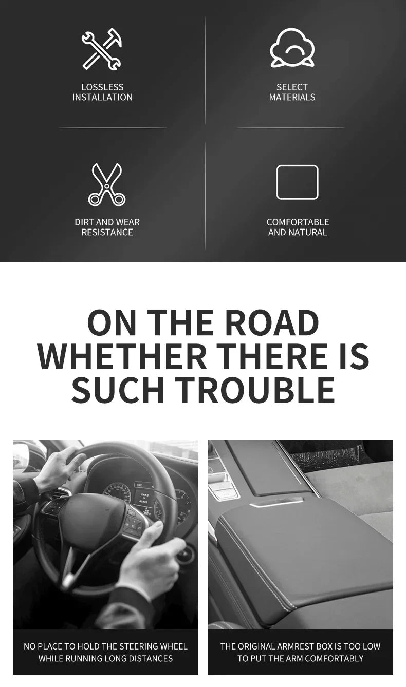 Car Center Console Protector Cover Upgraded Armrest Box Cushion Arm Rest Mat with Side Storage Pocket PU Leather Car Accessories