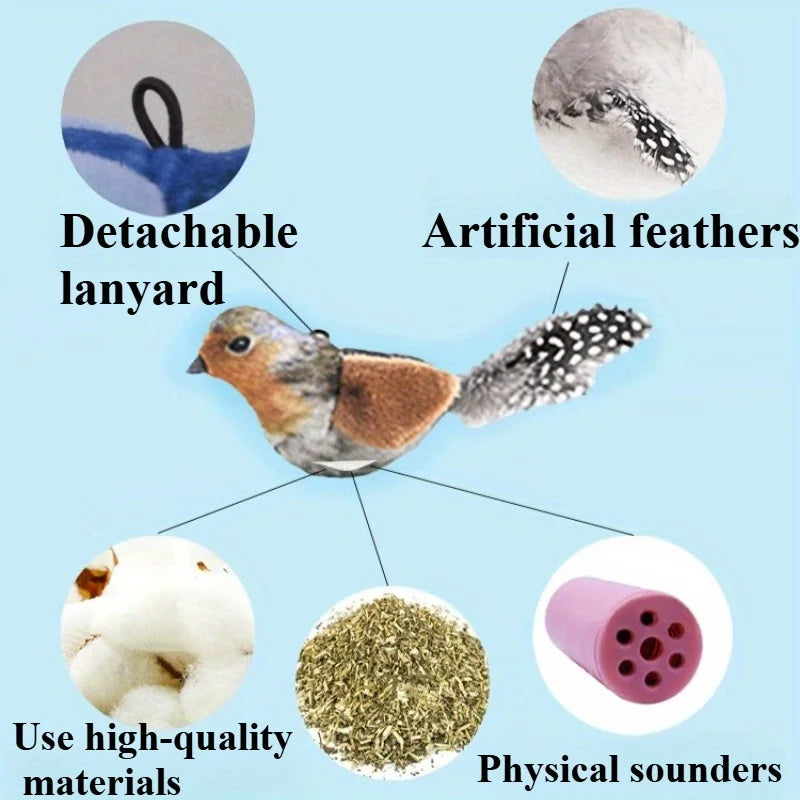 Automatic Chirping Cat Toy - Motion Activated with Catnip & Feathers, Chew-Proof Interactive Pet Game for Indoor Kittens