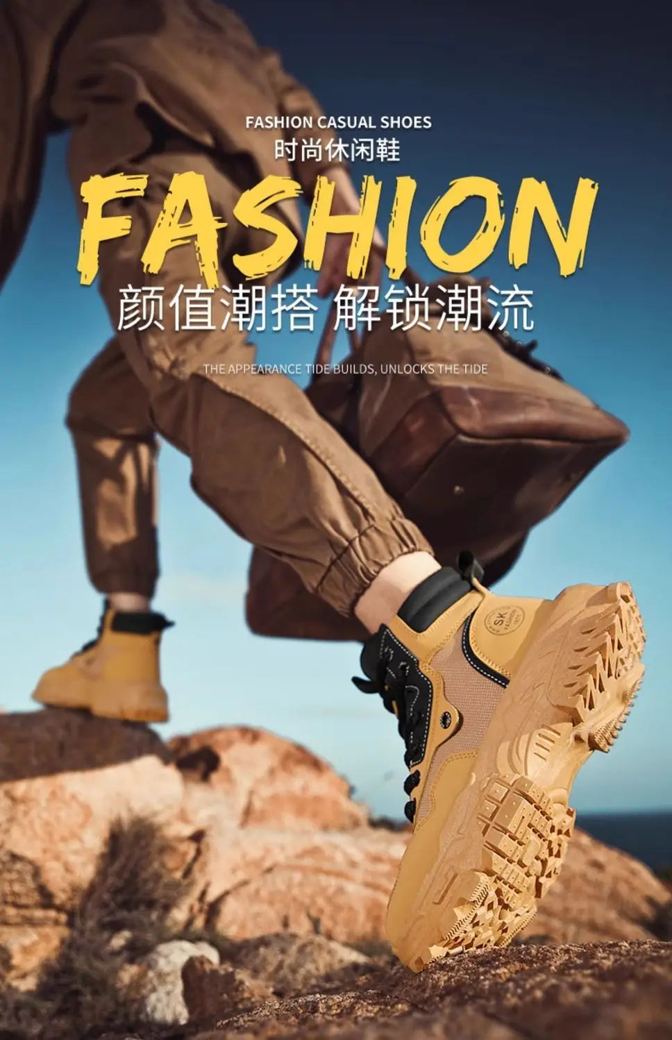 Mens Boots Leather Shoes Platform Boots for Men Outdoor Sneakers Motorcycle Ankle Boots Male Work Boot Casual Hiking Shoes