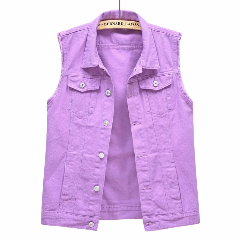 Denim Vest for Women Jacket Spring Streetwear Women Clothing Autumn Coats Fashion Clothes Casual Vintage Elegant Sleeveless