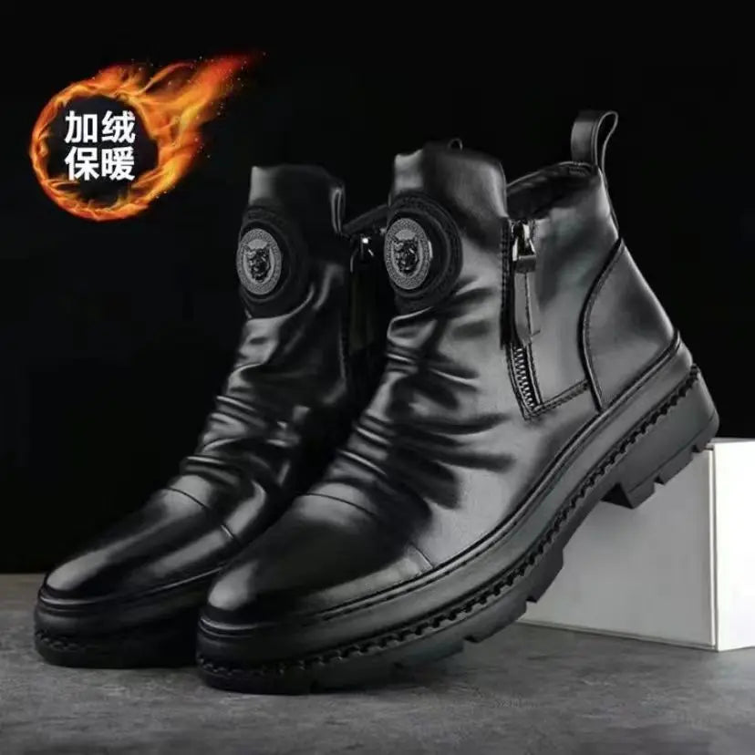 Chelsea Boots for Men Business Office Formal Dress Shoes Men Casual High-top Ankle Boots Men Platform Boots