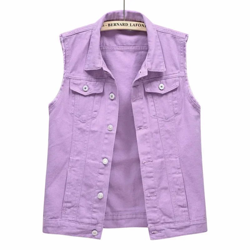 Denim Vest for Women Jacket Spring Streetwear Women Clothing Autumn Coats Fashion Clothes Casual Vintage Elegant Sleeveless