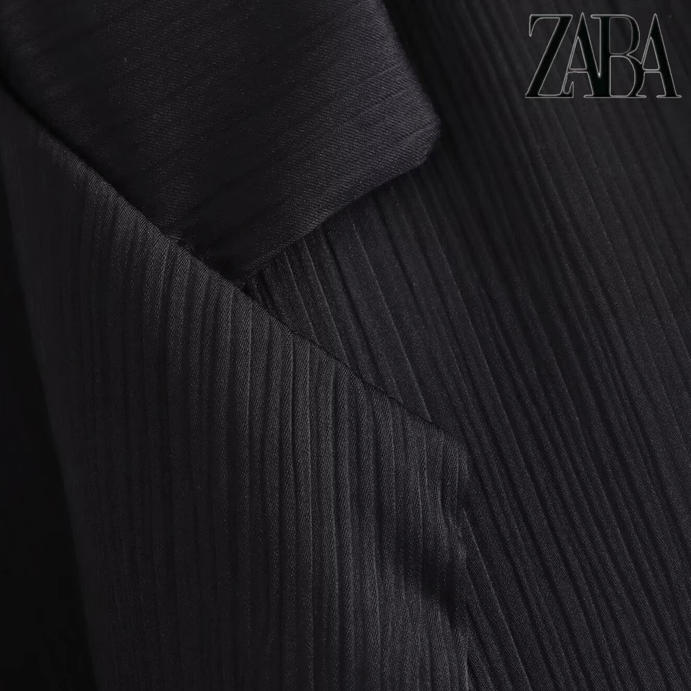TRAF Women's Pure Colour Casual Commuter Suit Suit Double Breasted Lapel Jacket High Waisted Wide Leg Pants Women's Two Pieces