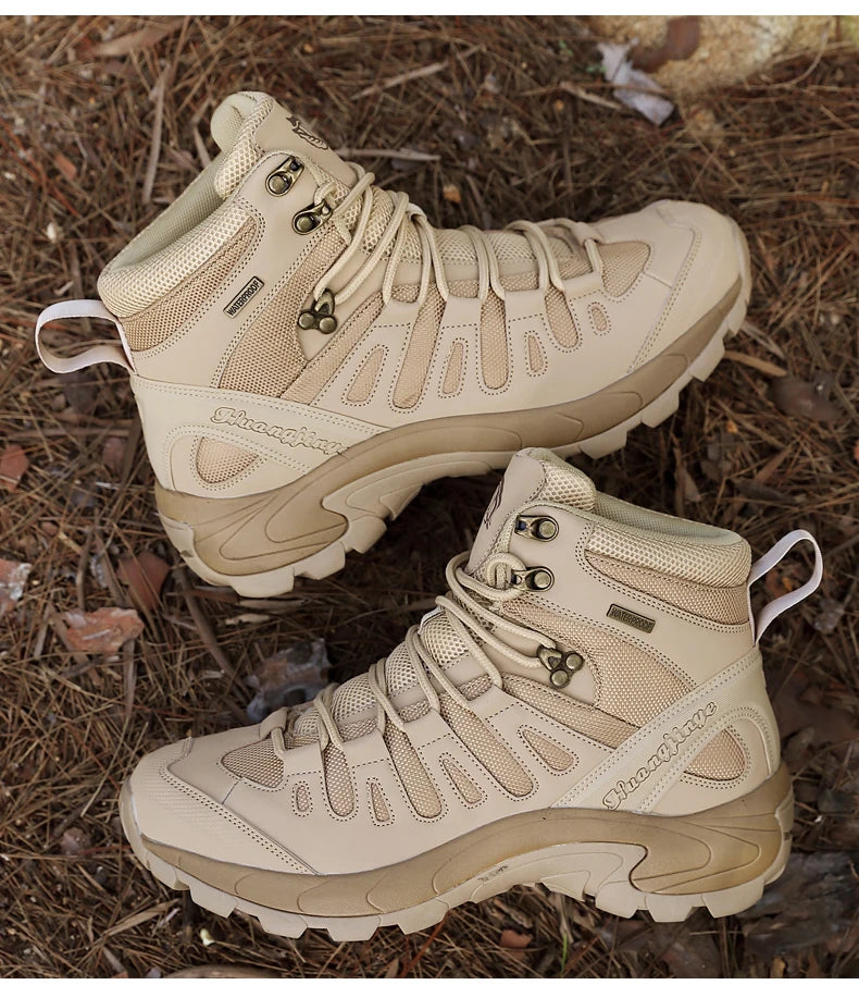 Men Boots 2024 New Platform Boots Outdoor Waterproof Casual Sneakers Working Men Ankle Boots Hiking Safety Shoes Mens Athletic