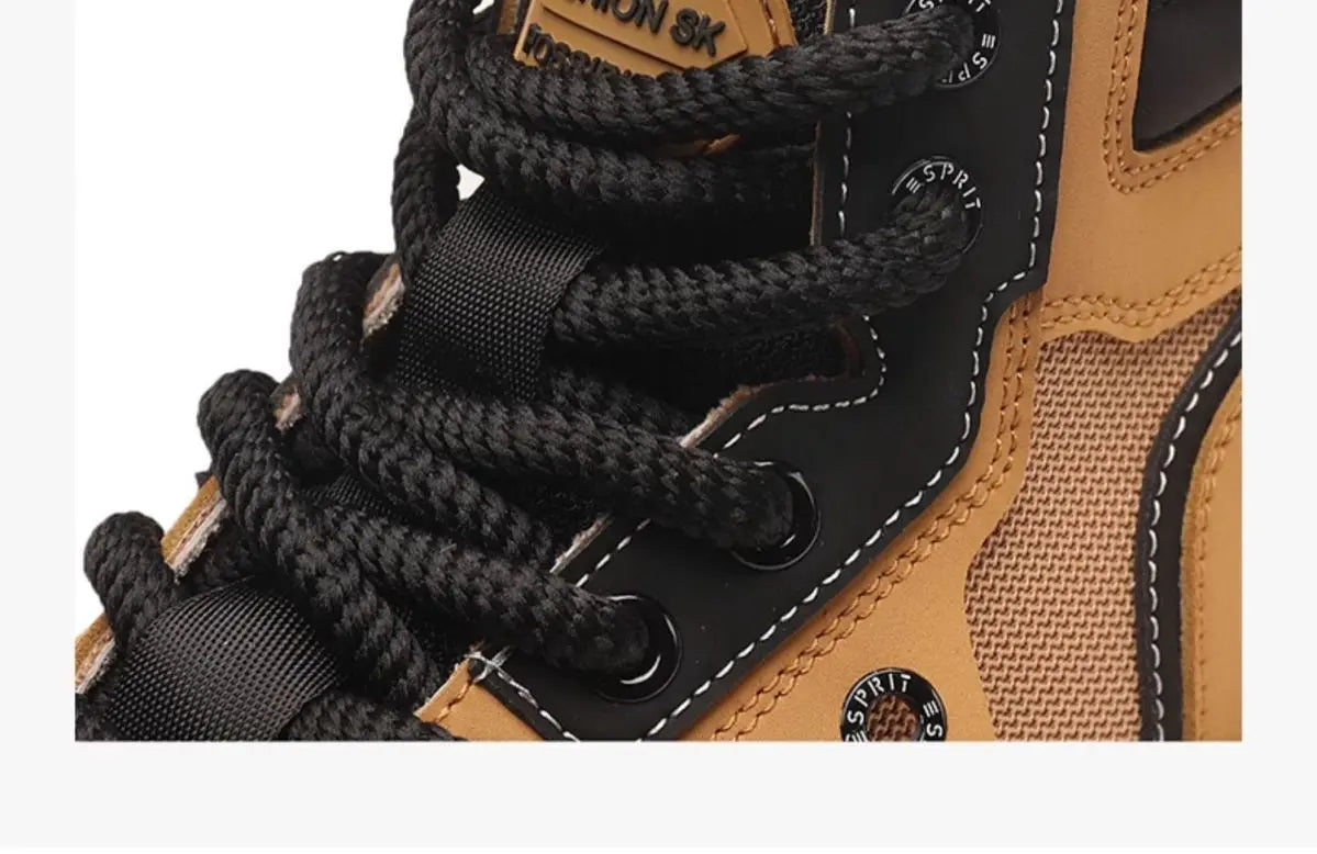 Mens Boots Leather Shoes Platform Boots for Men Outdoor Sneakers Motorcycle Ankle Boots Male Work Boot Casual Hiking Shoes