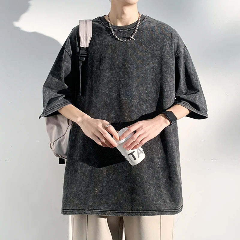 LEGIBLE Summer Men T Shirt Short Sleeve Casual Cotton Oversized T-shirt Men Tops Tees