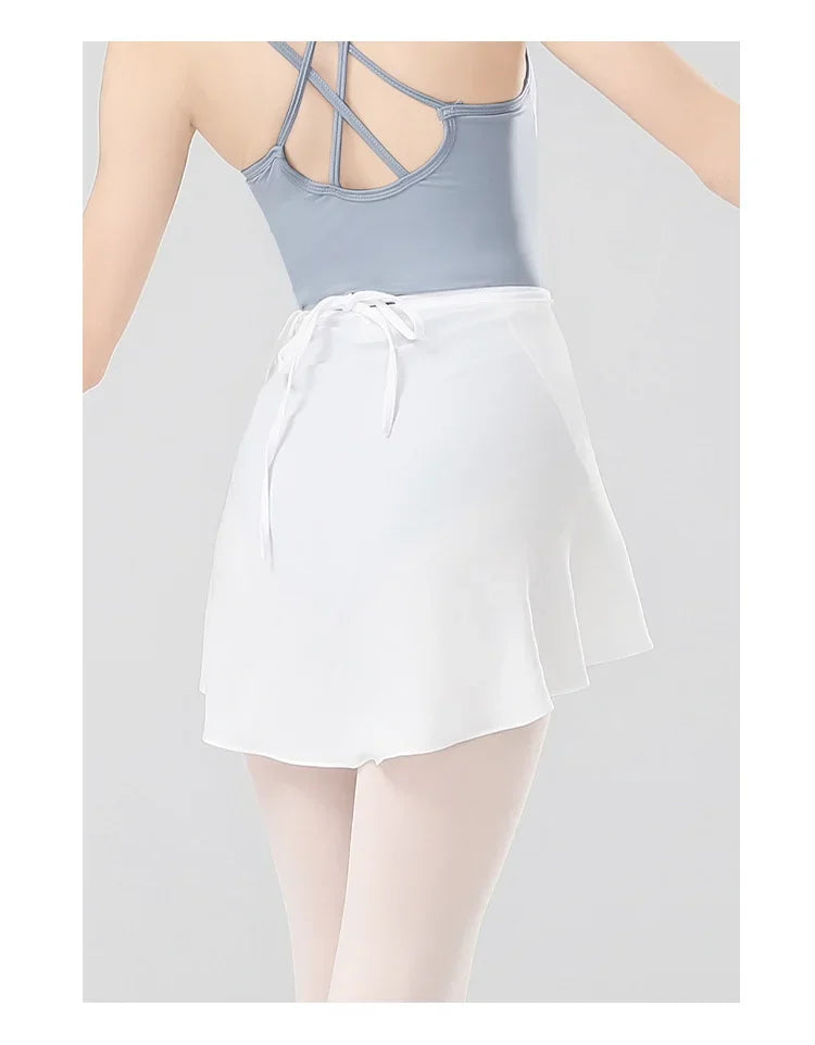 Girls Ballet Skirts Women Dance Short Skirts High Elastic Skirt Ballerina Adult Skate Dancing Yoga Lace Up Chiffon Skirt