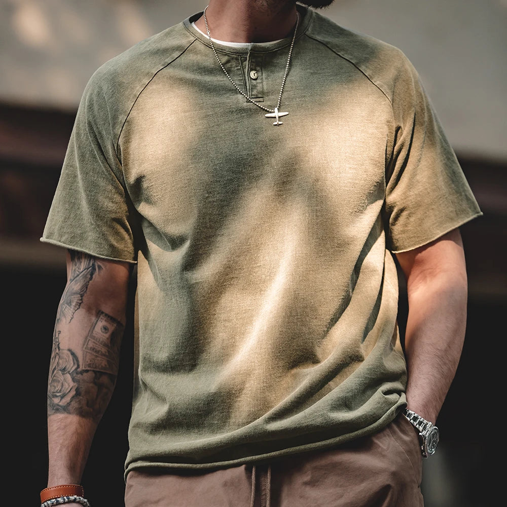 Maden Men Summer T Shirts Cotton Casual Streetwear Tees Retro Do Old Tops Slight Stretch Slim Short Sleeve T-shirts