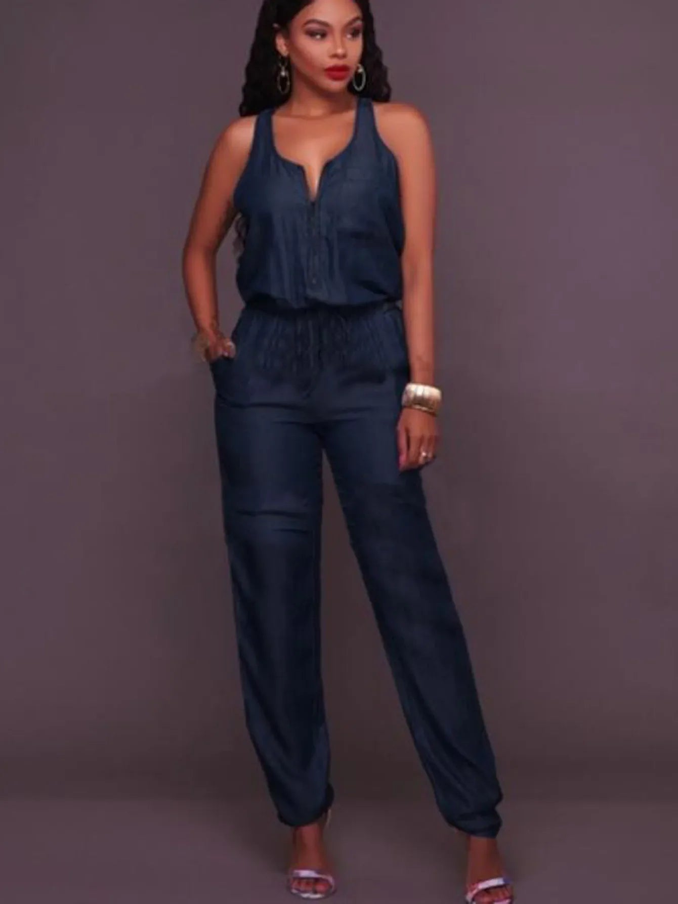 Denim Playsuit Sexy Women Elegant Blue Summer Casual Jeans Jumpsuit Romper