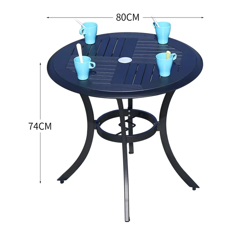 Outdoor Dining Table Modern Garden Table 80cm Wood-plastic Table Fashion Furniture Black Round Coffee Table
