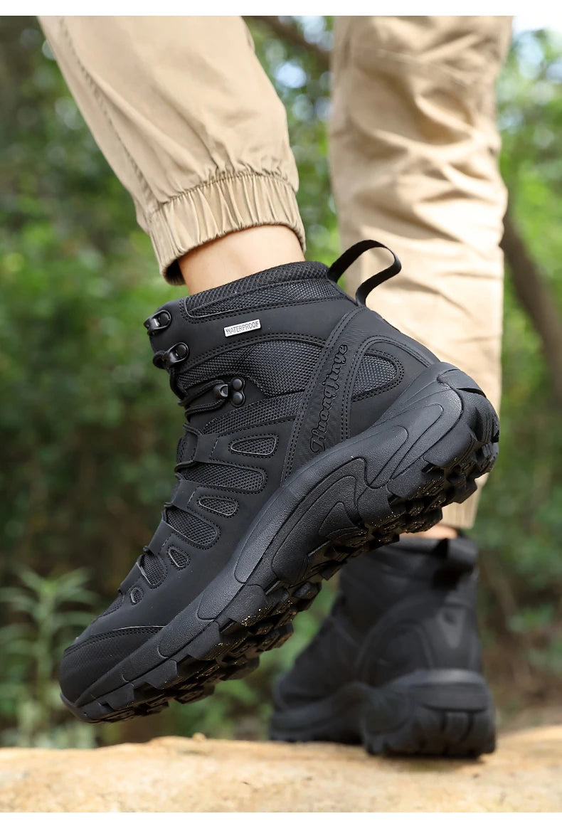 Men Boots 2024 New Platform Boots Outdoor Waterproof Casual Sneakers Working Men Ankle Boots Hiking Safety Shoes Mens Athletic