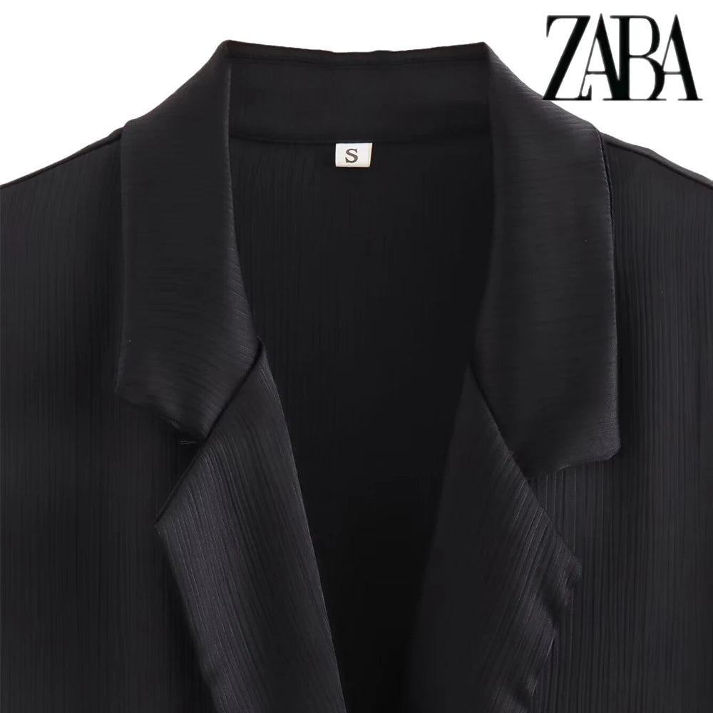 TRAF Women's Pure Colour Casual Commuter Suit Suit Double Breasted Lapel Jacket High Waisted Wide Leg Pants Women's Two Pieces