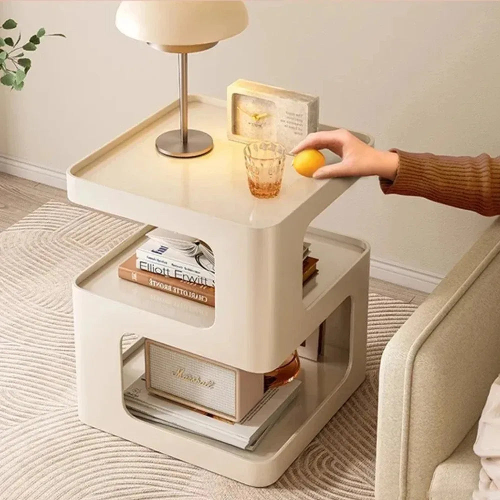 Light Luxury Sofa Table Modern Minimalist Bedside Table Creative Computer Desk Solid Color Shelf Living Room Small Coffee Table