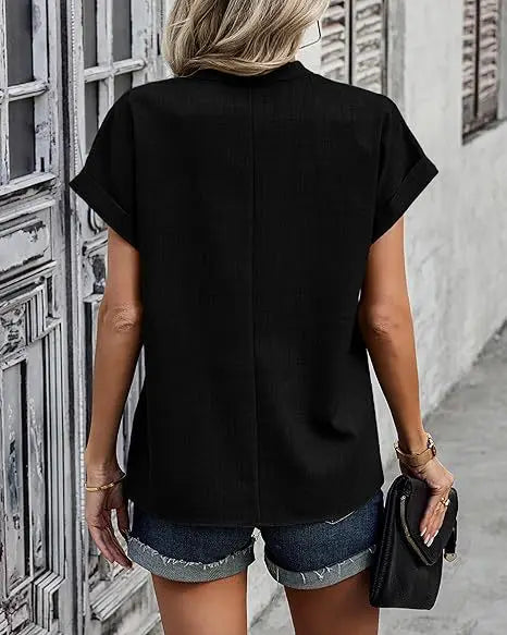 Women's Blouse White Shirt 2024 Summer Solid Color V-neck Cotton Linen Shirt Top Блузки Женские Blusen Блузка Camisas De Mulher