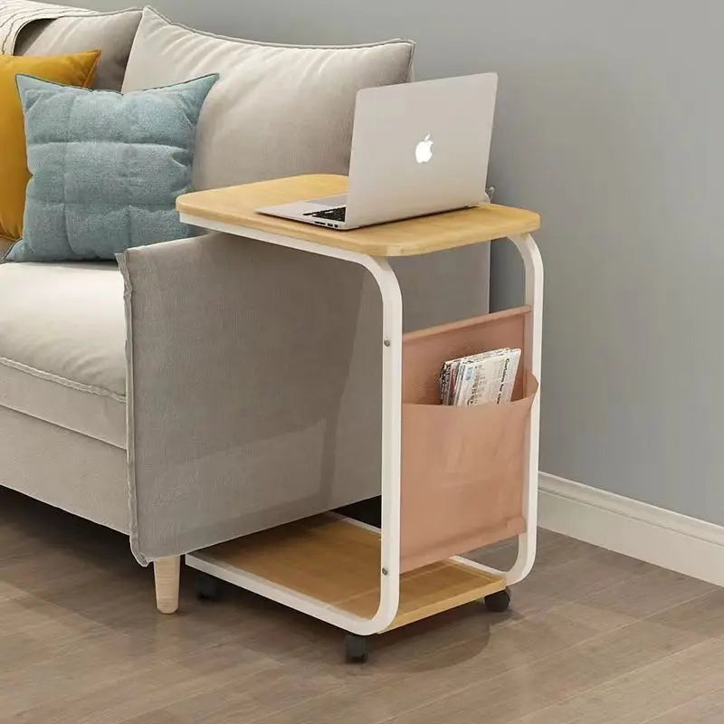 Household Small Coffee Table Bedroom Simple Storage Rack Portable Bedside Trolley Living Room Moveable C-shaped Sofa Side Table