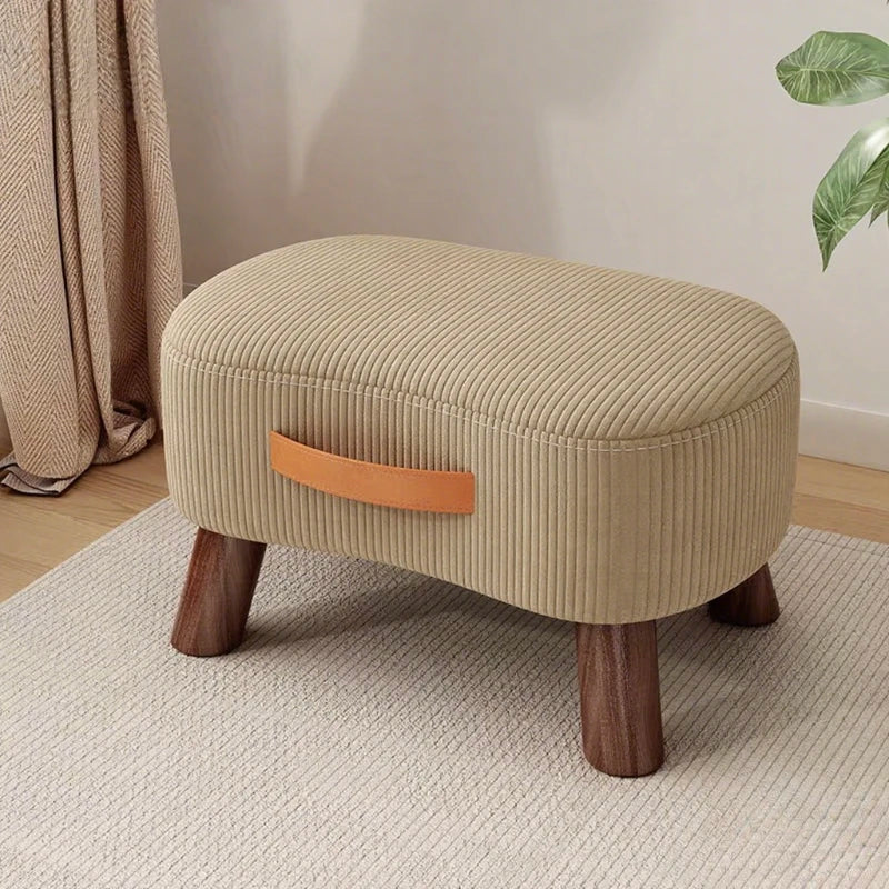 Household Stool Footstool Wood Material Living Room Furniture Wooden Frame Fabric