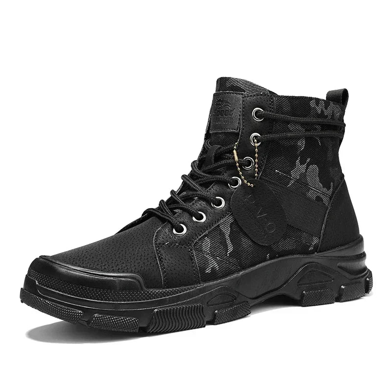 Military Boots for Men Autumn High Top Camouflage Desert Casual Flats Mens Boot Breathable Non Slip Work Shoes Zapatillas Hombre