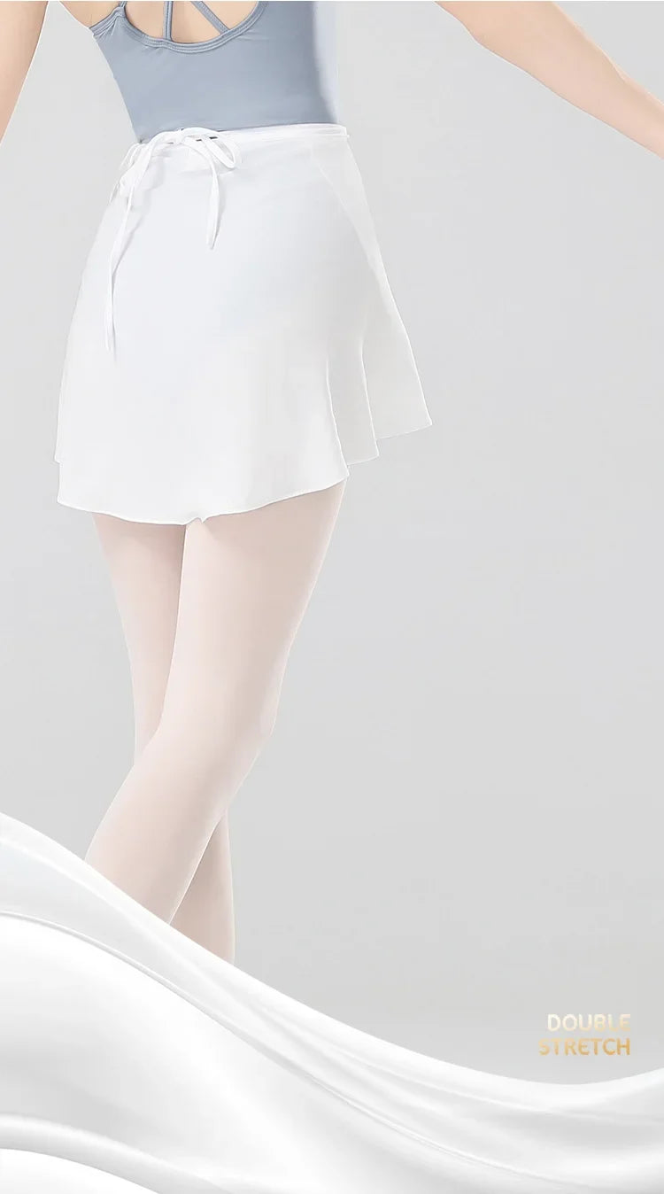 Girls Ballet Skirts Women Dance Short Skirts High Elastic Skirt Ballerina Adult Skate Dancing Yoga Lace Up Chiffon Skirt