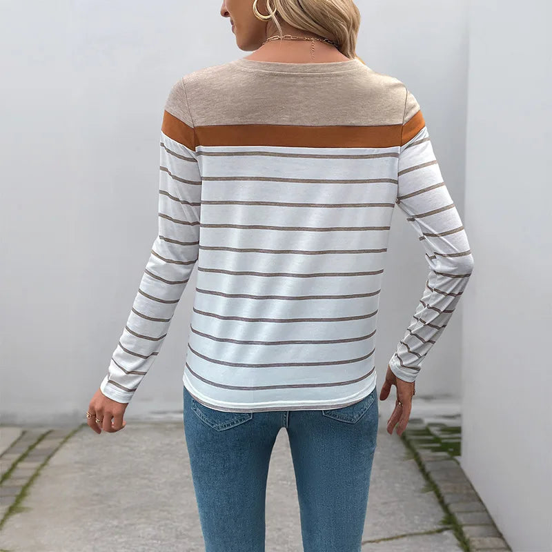 Sweatshirts Women Tops Striped Round Neck Full Sleeve Top Sweatshirt Work Casual Regular Y2k Streetwear Elegant Hoodies Autumn
