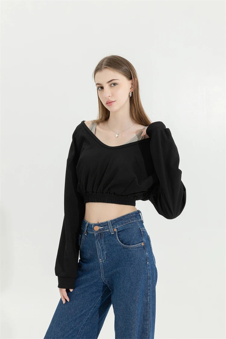 Woman Sweatshirt Hoodies Fashion Female Chic Loose Casual Streetwear Patchwork Ins Street Y2K Fake Two Pieces Hoodies Crop Top
