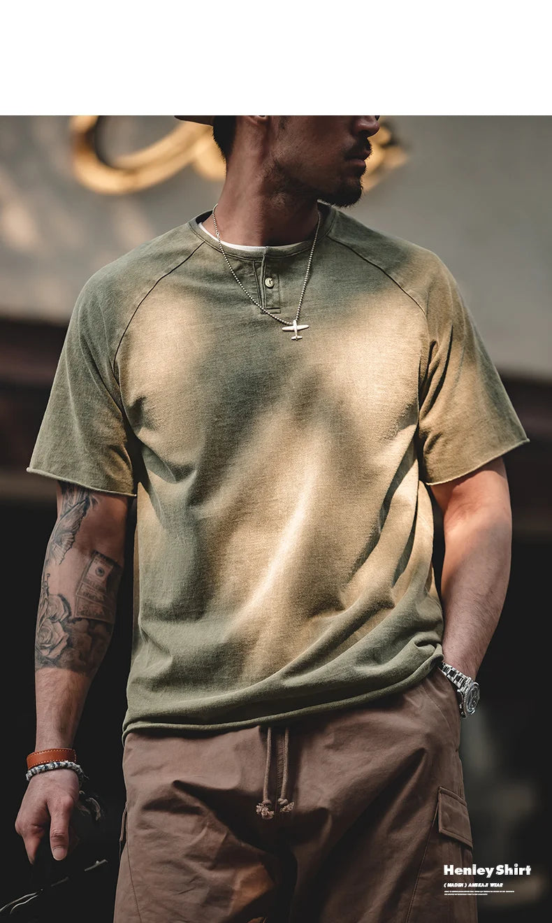 Maden Men Summer T Shirts Cotton Casual Streetwear Tees Retro Do Old Tops Slight Stretch Slim Short Sleeve T-shirts