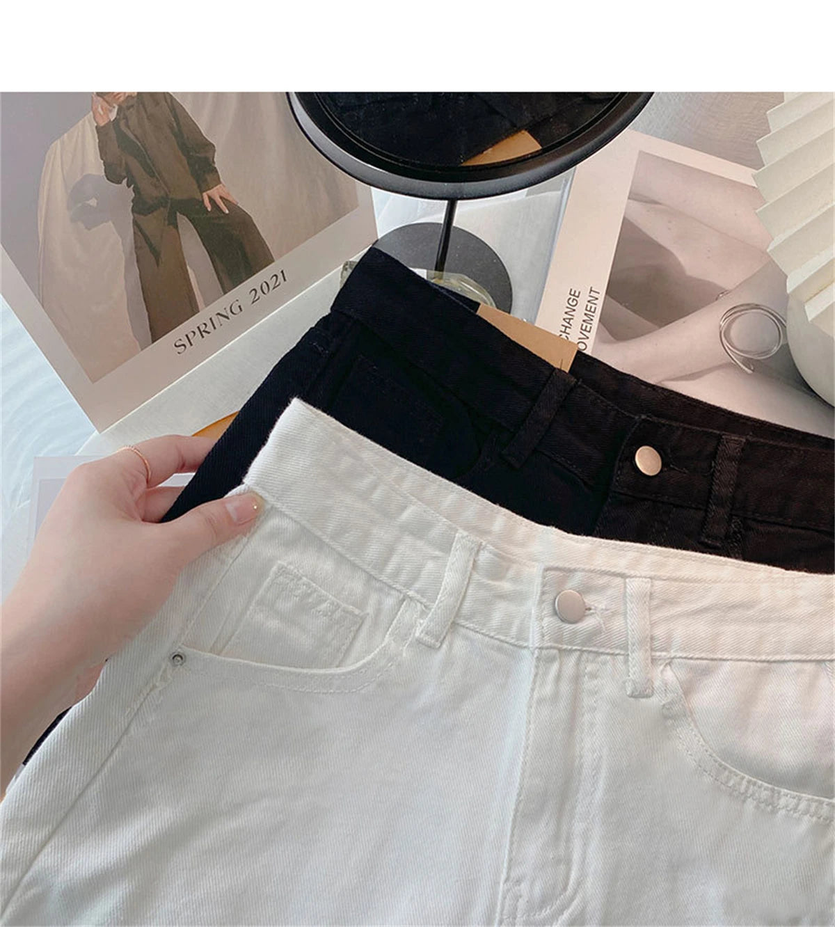 Women High Waist Denim Shorts Sexy Girl Spring Summer New In Short Jeans Wide Leg A Line Y2K Hot Pants Cowboy Casual Streetwear