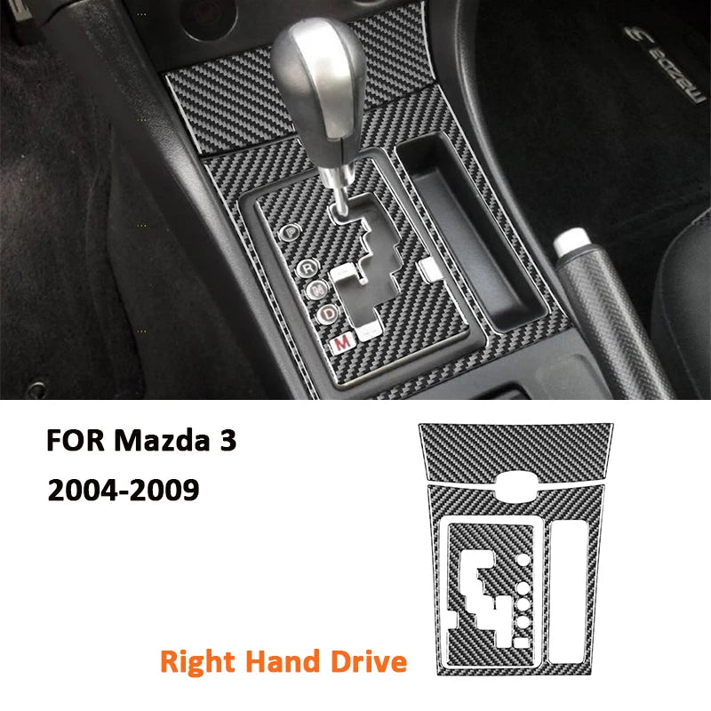 For Mazda 3 2004-2009 Accessorie Carbon Fiber Car Center Console Gear Shifter Panel Frame Trim Cover Interior Decoration Sticker