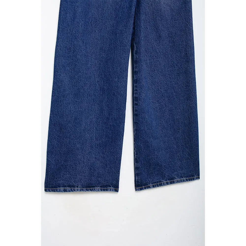 DUOPERI Women 2 piece sets Denim Waistcoat V-Neck Sleevele and Wide Leg Denim Long Trousers Suits Female Chic Lady Casual Outfit