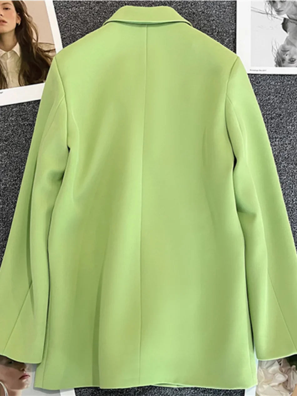 Elegant Korean Fashion Blazer - Luxury Double Breasted Jacket for Professional Wear