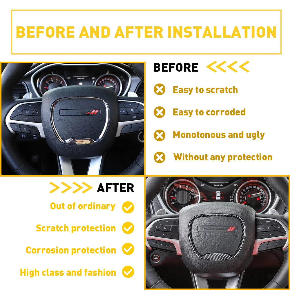 For Dodge Charger Challenger Durango 2015 2016 2017 2018 2019 2021 2022 Accessories Car Steering Wheel Frame Trim Cover