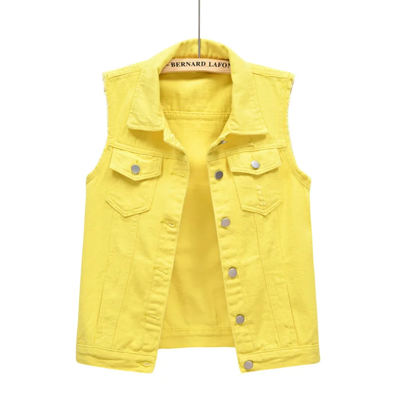 Denim Vest for Women Jacket Spring Streetwear Women Clothing Autumn Coats Fashion Clothes Casual Vintage Elegant Sleeveless